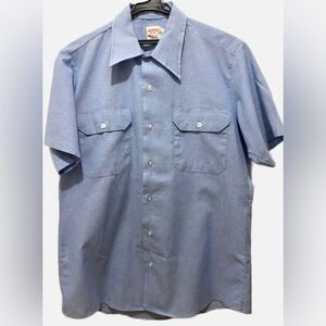 Vintage Pointer Brand Heritage Chambray Work Shirt USA‎ Made Utility Blue